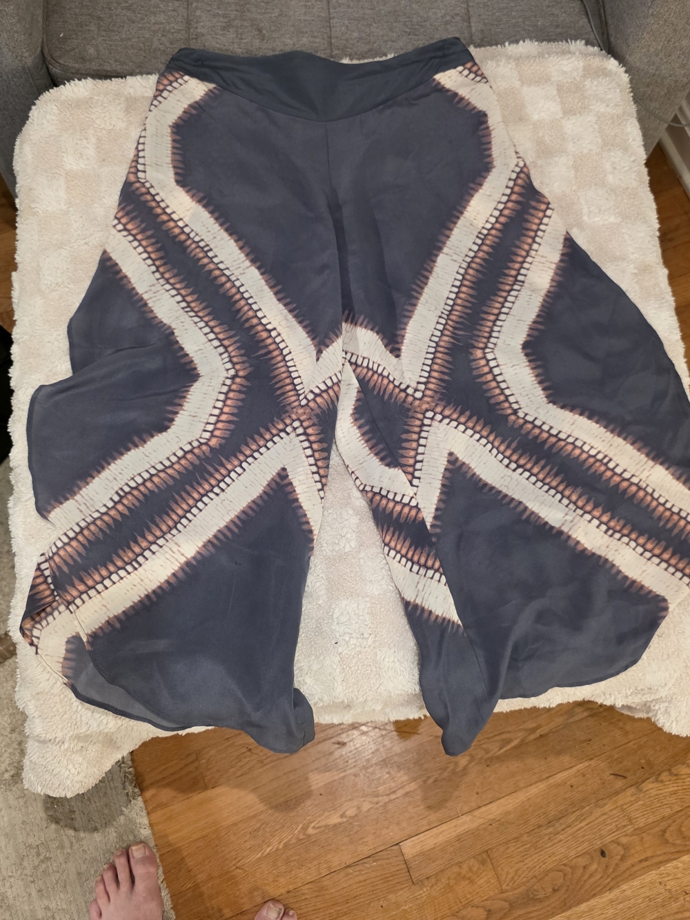 elevenses Navy Wide-Leg Pants with Cream Trim